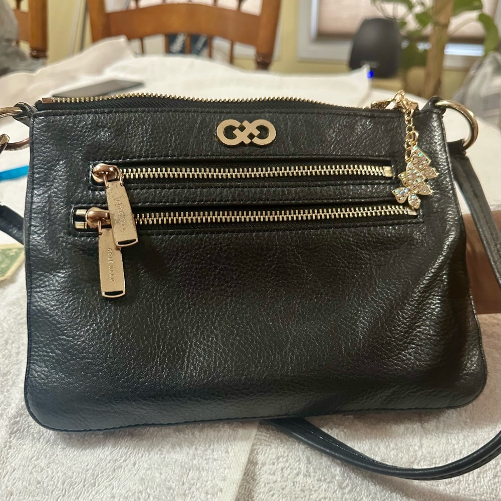 COLE HAAN Black Leather Crossbody Purse.